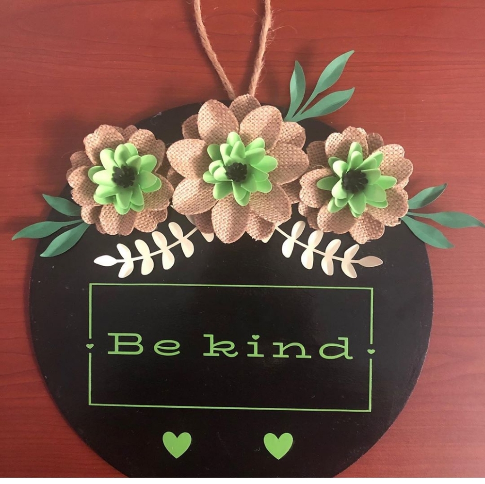 Be Kind Round Door Hanger Black